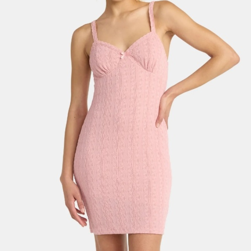 No Boundaries Cable Knit Lace Trimmed Mini Dress Pink Women’s Juniors XXL 20